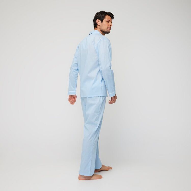 Nic Morris Men's Cotton Poplin Long PJ Set Blue