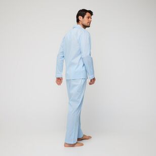 Nic Morris Men's Cotton Poplin Long PJ Set Blue Large
