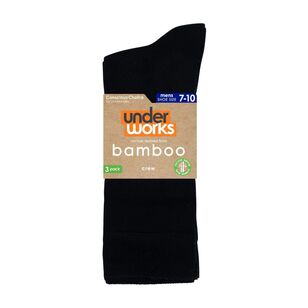 Underworks Men's Bamboo Crew Socks 3 Pack Black