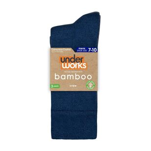 Underworks Men's Bamboo Crew Socks 3 Pack Grey & Navy