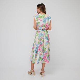 Leona Edmiston Ruby Women's Wrap Front Tier Midi Dress Floral 12
