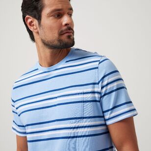 JC Lanyon Men's Rowes Short Sleeve Tee with Chest PocketLight Blue