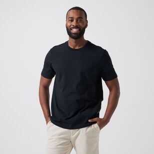 JC Lanyon Men's Moreton Crew Neck Cotton Short Sleeve Shirt Black