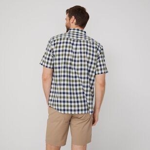 JC Lanyon Men's Cooper Linen Cotton Short Sleeve Shirt Olive