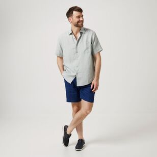JC Lanyon Men's Fulton Short Sleeve Linen Shirt Dove