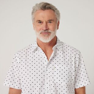 JC Lanyon Men's Moro Spot Printed Short Sleeve Shirt White