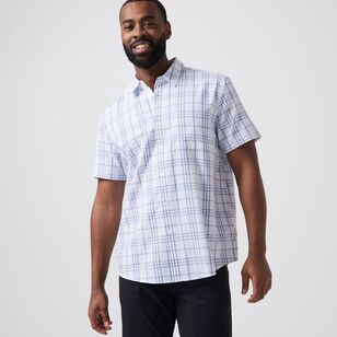 JC Lanyon Men's Daly Check Short Sleeve Shirt White & Blue