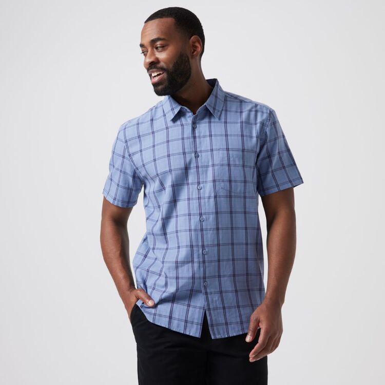 JC Lanyon Men s Docker Check Short Sleeve Shirt Light Blue Navy Jc lanyon men s docker check short sleeve shirt light blue navy