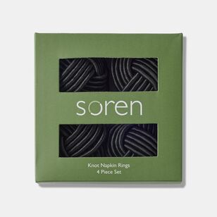 Soren Cord Napkin Ring 4 Pack Black