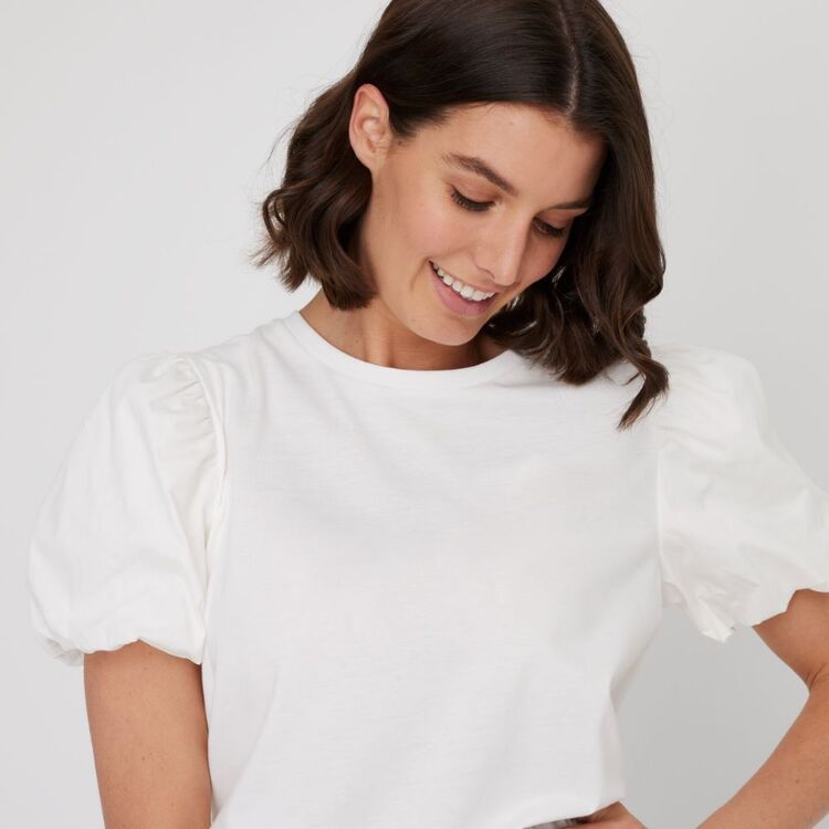 Leona Edmiston Ruby Women's Puff Sleeve Top White