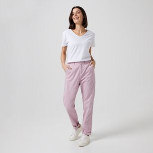Khoko Collection Women's Stretch Cotton Chino Pant Dust Pink