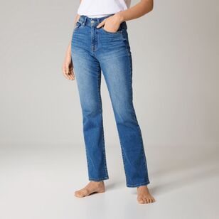 Khoko Collection Women's Slim Flare High Rise Jean Mid Wash