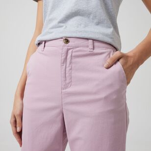 Khoko Collection Women's Stretch Cotton Chino Short Dust Pink