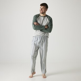 Nic Morris Men's Cotton Long Sleeve Sleep Tee Green & Grey