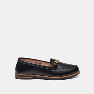Just Bee Women's Cressy Loafer With Hardware Black Smooth