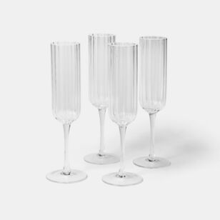 Chyka Home Dawn 200 ml 4-Piece Champagne Flute Set Clear