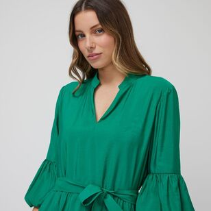 Leona Edmiston Ruby Women's Bubble Sleeve Midi Dress Green