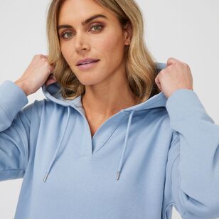 Khoko Collection Women's French Terry Hoodie Dust Blue
