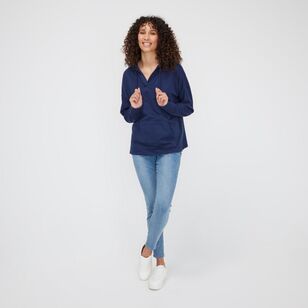 Khoko Collection Women's French Terry Hoodie Navy