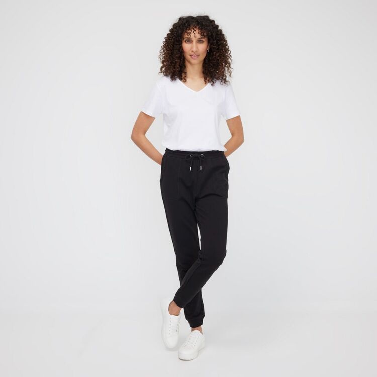 Khoko Collection Women's French Terry Jogger With Cuff Black