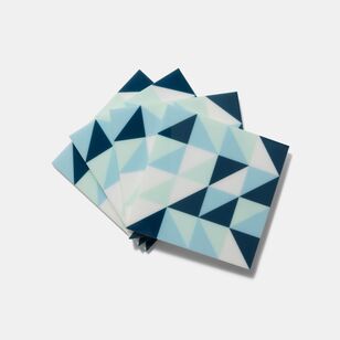 Soren Blue Triangles Acrylic Coaster 4 Pack
