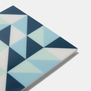 Soren Blue Triangles Acrylic Coaster 4 Pack