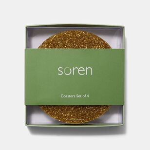 Soren Gold Sparkles Acrylic Coaster 4 Pack