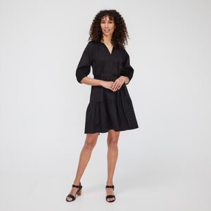 Khoko Smart Women's Poplin Tiered Dress Black