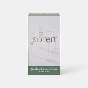 Soren Gold Rim 4-Piece Champagne Flute Set