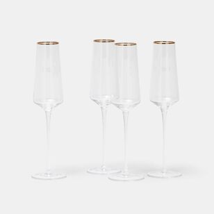 Soren Gold Rim 4-Piece Champagne Flute Set