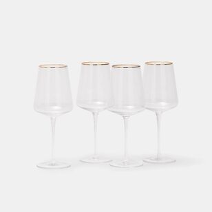 Soren Gold Rim 4-Piece White Wine Glass Set