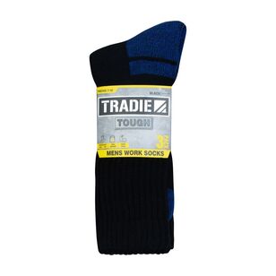 Tradie Black Men's Work Sock 3 Pack Black & Blue