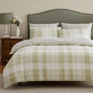 Laura Ashley Balcombe Check Cotton Sateen Quilt Cover Set Sage