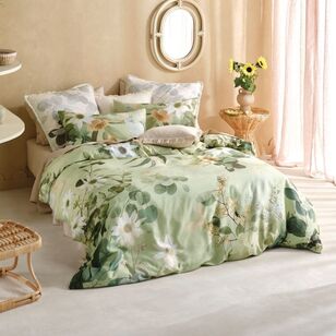 Linen House Priscilla Green Cotton Quilt Cover Set Green