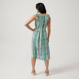 Khoko Collection Women's Crinkle Ruffle Sleeve Dress Floral Print