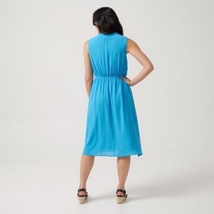 Khoko Collection Women's Summer Crinkle Tiered Dress Blue