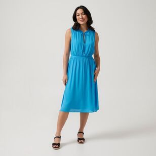Khoko Collection Women's Summer Crinkle Tiered Dress Blue