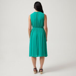 Khoko Collection Women's Summer Crinkle Tiered Dress Green