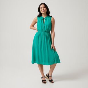 Khoko Collection Women's Summer Crinkle Tiered Dress Green
