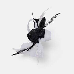 Khoko Women's Bow Feather Fascinator Black & White One Size
