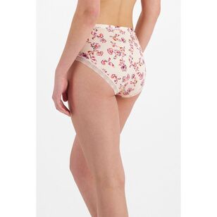 Berlei Women's Barely There Lace Hi Leg Full Brief Pink Floral