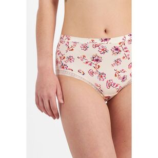 Berlei Women's Barely There Lace Hi Leg Full Brief Pink Floral