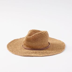 Khoko Women's Stud Trim Panama Hat Tan One Size