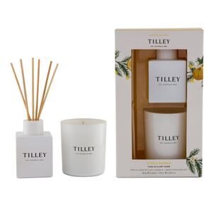Tilley Festive 160 g Citrus Riviera Candle & 75 ml Reed Gift Set Yellow