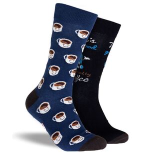 Mitch Dowd Men's Coffee Fun Socks 2 Pack Multicoloured 8 - 13