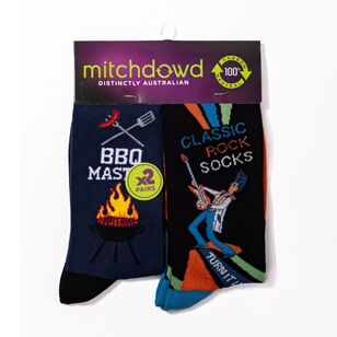 Mitch Dowd Men's BBQ Master Fun Socks 2 Pack Multicoloured 8 - 13
