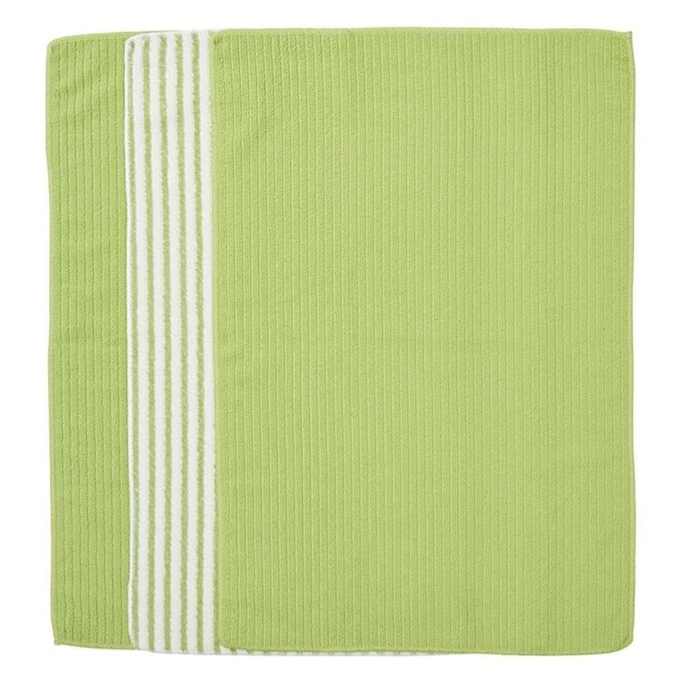 Urbane Home Microfibre 3 Pack Tea Towel Green Stripe