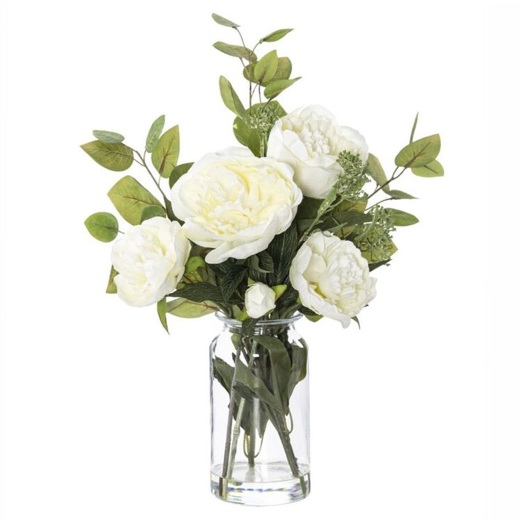 Rogue Peony Garden Mix In Glass Vase