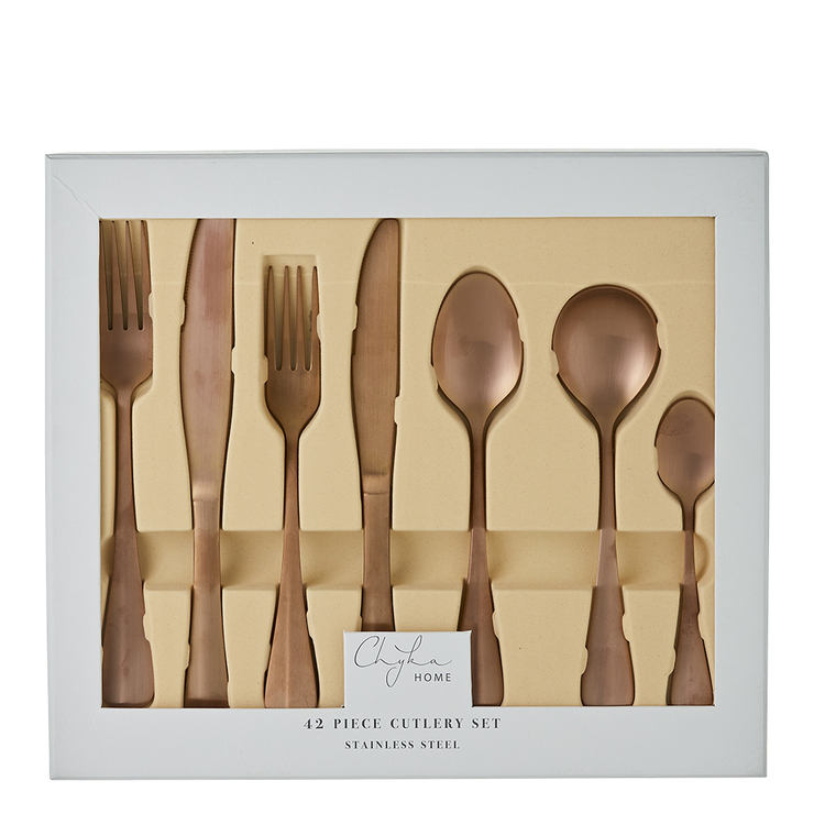 Chyka Home Amayla 42-Piece Cutlery Set Copper