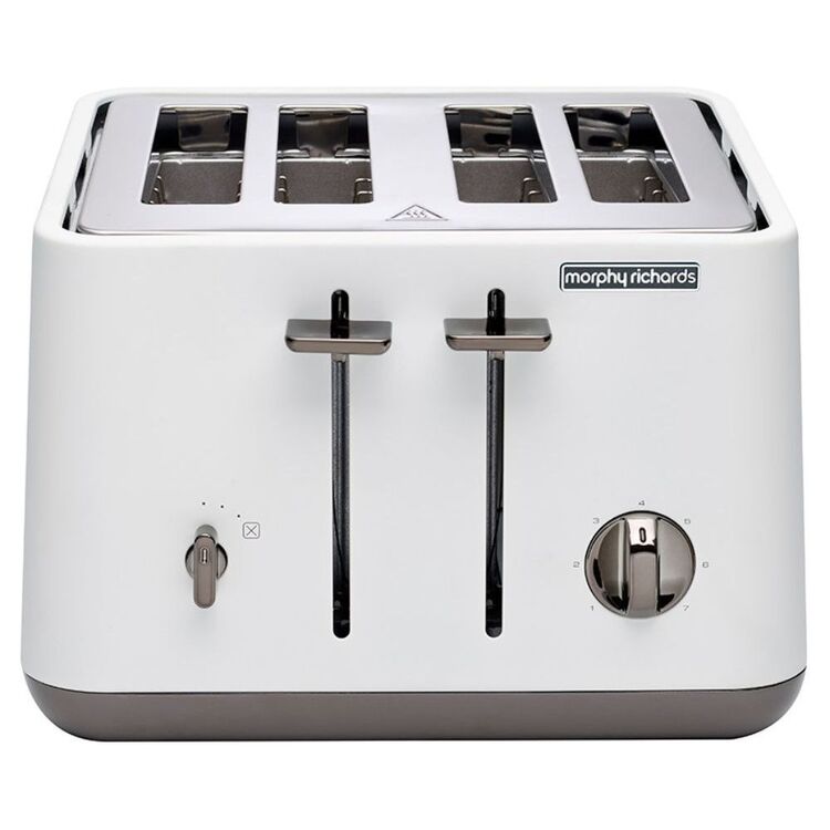 Morphy Richards Aspect Black Chrome 4 Slice Toaster Luxe White 240024